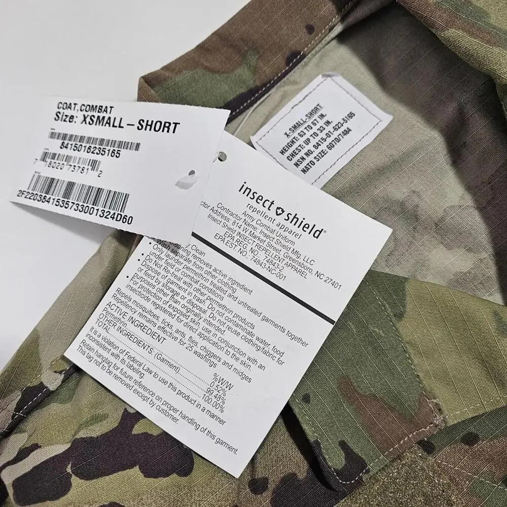 US Army Combat Shirt Coat Insect Guard Uniform Military X-Small Short NWT - Picture 9 of 10